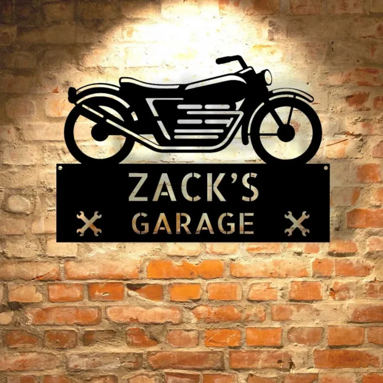 Custom Garage Sign, Personalized Sign, Steel Garage Tool Sign, Gift For Garage Owner Motorcycle Adventure Monogram - Steel Sign