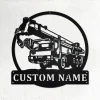 Custom Crane Truck Metal Wall Art, Personalized Crane Truck Name Sign Decoration For Room, Crane Truck Home Decor, Custom Crane Truck