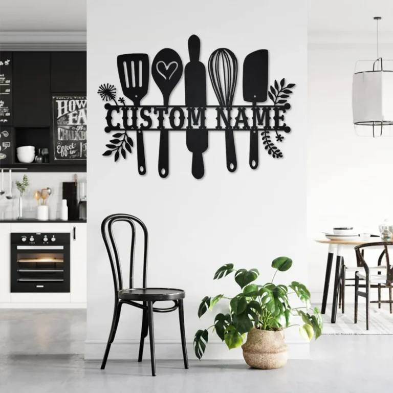 Custom Kitchen Split Frame Metal Wall Art, Personalized Kitchen Name Sign Decoration For Room, Kitchen Metal Home Decor, Custom Kitchen