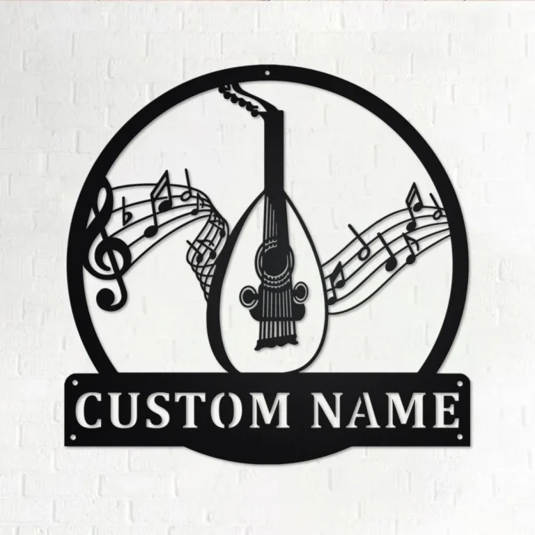 Custom Lute Musical Instrument Metal Wall Art, Personalized Lute Name Sign Decoration For Room, Lute Metal Home Decor, Custom Lute