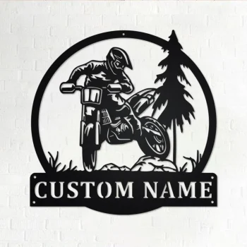 Custom Motocross Rider Metal Wall Art, Personalized Biker Name Sign Decoration For Room, Motorcycle Metal Home Decor, Custom Motocross Rider