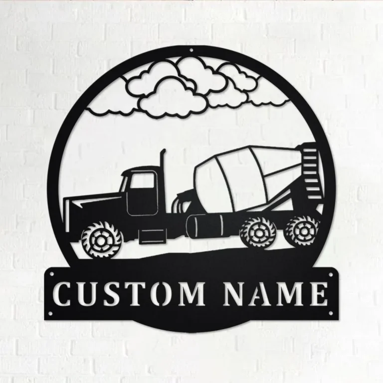 Custom Concrete Truck Metal Wall Art, Personalized Truck Driver Name Sign Decoration For Room, Concrete Truck Home Decor, Custom Truck