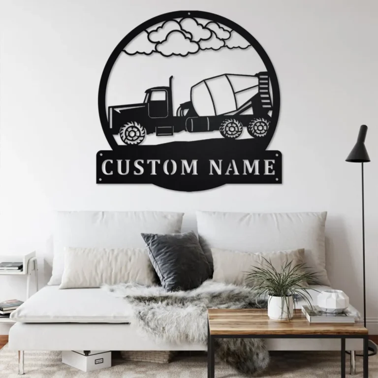 Custom Concrete Truck Metal Wall Art, Personalized Truck Driver Name Sign Decoration For Room, Concrete Truck Home Decor, Custom Truck