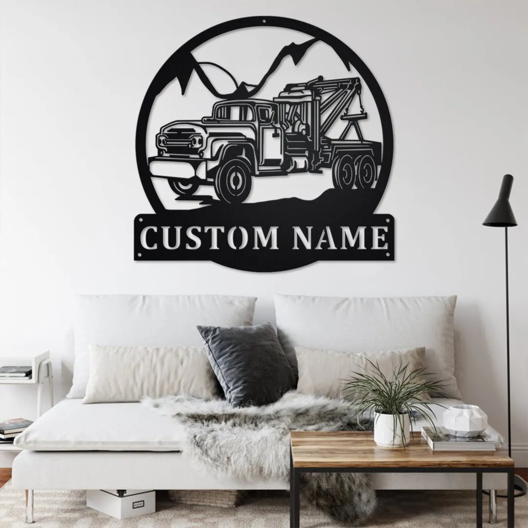 il_fullxfull.3535080854_q46v.webp Custom Tow Truck Metal Wall Art, Personalized Tow Truck Name Sign Decoration For Room, Tow Truck Metal Home Decor, Custom Tow Truck