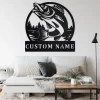 Custom Walleye Fishing Metal Wall Art, Personalized Walleye Fisher Name Sign Decoration For Room, Walleye Fishing Metal Home Decor, Walleye