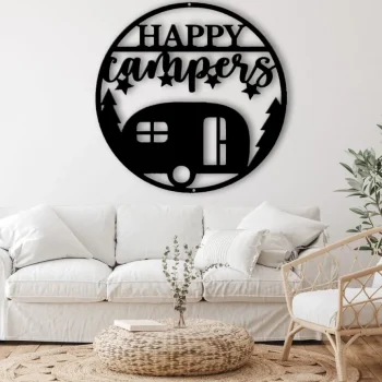 Camping Welcome Metal Sign - Happy Campers Sign - Family Room Sign - Rv Decor - Outdoor Decor - New Home - Friends Gifts - Camper Gifts