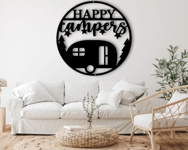 Camping Welcome Metal Sign - Happy Campers Sign - Family Room Sign - Rv Decor - Outdoor Decor - New Home - Friends Gifts - Camper Gifts