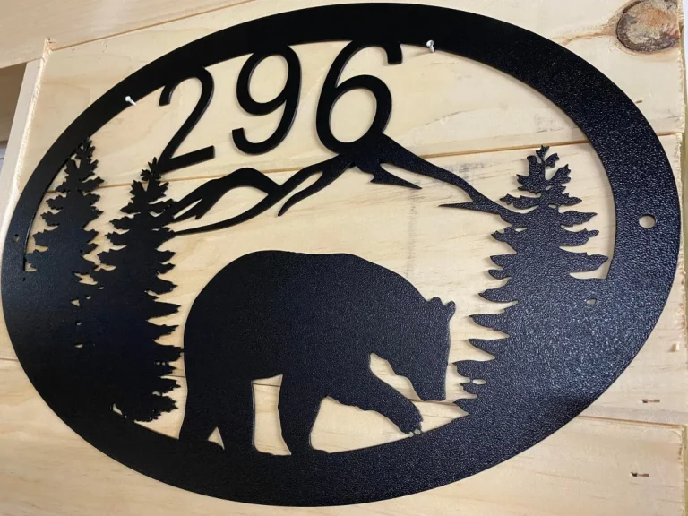 Custom Bear Address Sign - Metal Bear Address Plaque - Personalized Bear Address Sign - Custom Bear Sign - Bear Address Display - Cabin Sign