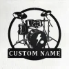 Custom Drummer Musical Instrument Metal Wall Art, Personalized Drummer Name Sign Decoration For Room, Drummer Home Decor, Custom Drummer