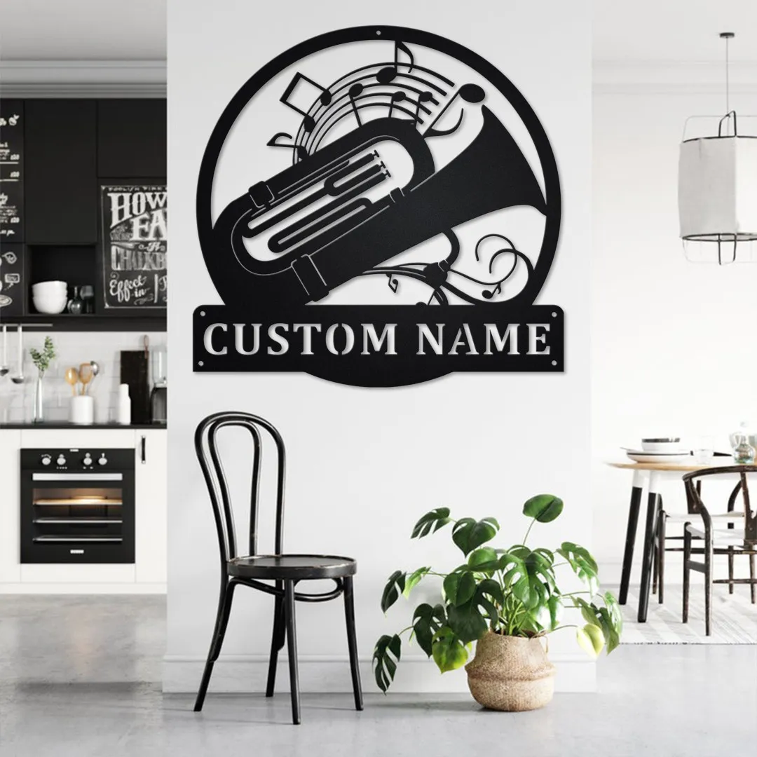 il_fullxfull.3560231700_d9ar.webp Custom Tuba Musical Instrument Metal Wall Art, Personalized Tuba Teacher Name Sign Decoration For Room, Tuba Home Decor, Custom Tuba, Tuba
