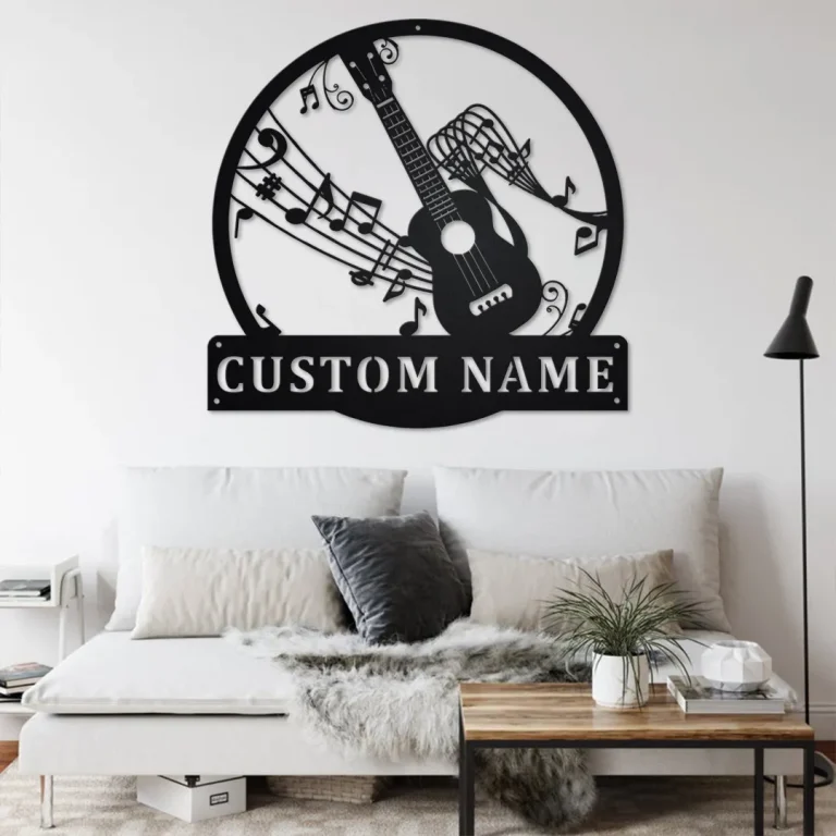 Custom Ukulele Musical Instrument Metal Wall Art, Personalized Ukulele Teacher Name Sign Decoration For Room, Ukulele Home Decor, Ukulele