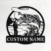 Custom Fisherman Bass Fish Metal Wall Art, Personalized Fisherman Name Sign Decoration For Room, Bass Fishing Metal Home Decor, Bass Fishing