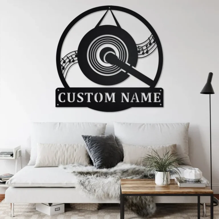 Custom Gong Musical Instrument Metal Wall Art, Personalized Gong Name Sign Decoration For Room, Gong Metal Home Decor, Custom Gong