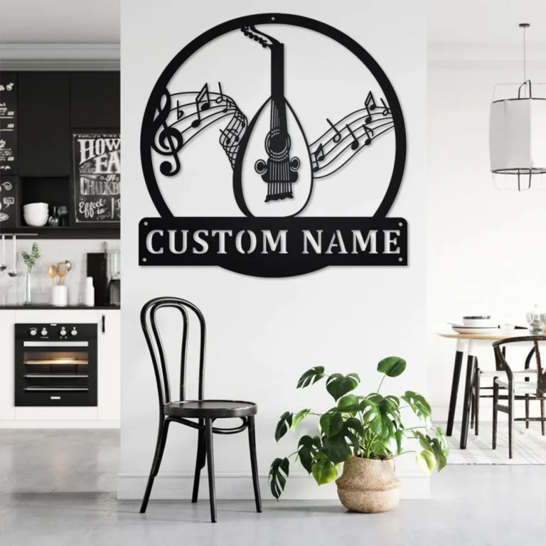 Custom Lute Musical Instrument Metal Wall Art, Personalized Lute Name Sign Decoration For Room, Lute Metal Home Decor, Custom Lute