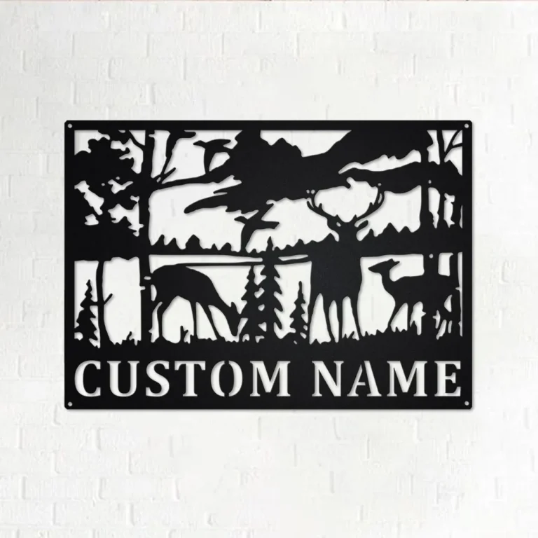 Custom Deer Wildlife Metal Wall Art, Personalized Deer Hunter Name Sign Decoration For Room, Deer Hunting Home Decor, Custom Deer Wildlife