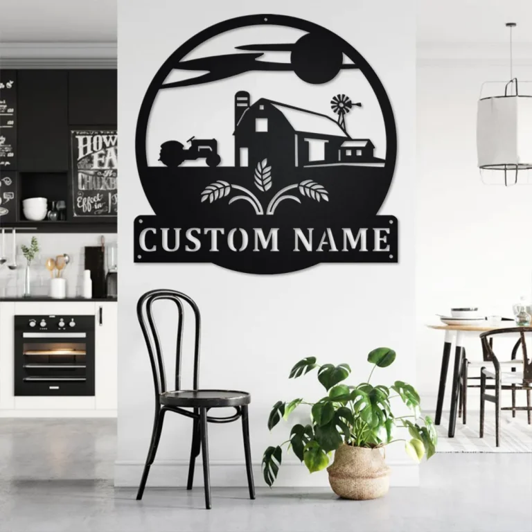Custom Farm Scene Metal Wall Art, Personalized Farmer Name Sign Decoration For Room, Farmer Home Decor, Custom Farm Scene, Farmer Gift