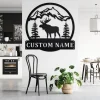 Custom Moose Mountains Metal Wall Art, Personalized Moose Name Sign Decoration For Room, Moose Home Decor, Custom Moose, Moose Metal Decor