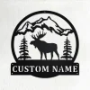 Custom Moose Mountains Metal Wall Art, Personalized Moose Name Sign Decoration For Room, Moose Home Decor, Custom Moose, Moose Metal Decor