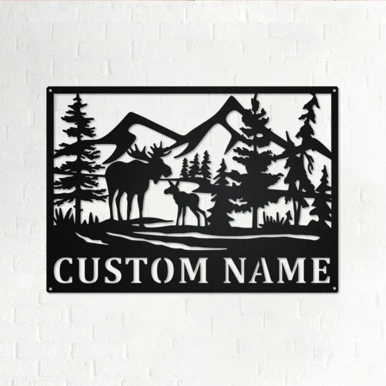 Custom Moose Wildlife Metal Wall Art, Personalized Moose Name Sign Decoration For Room, Moose Home Decor, Custom Moose, Moose Metal Decor