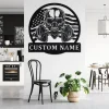 Custom Us Flag Skull Fitness Metal Wall Art, Personalized Gymer Name Sign Decoration For Room, Gym Metal Home Decor, Custom Us Flag Fitness