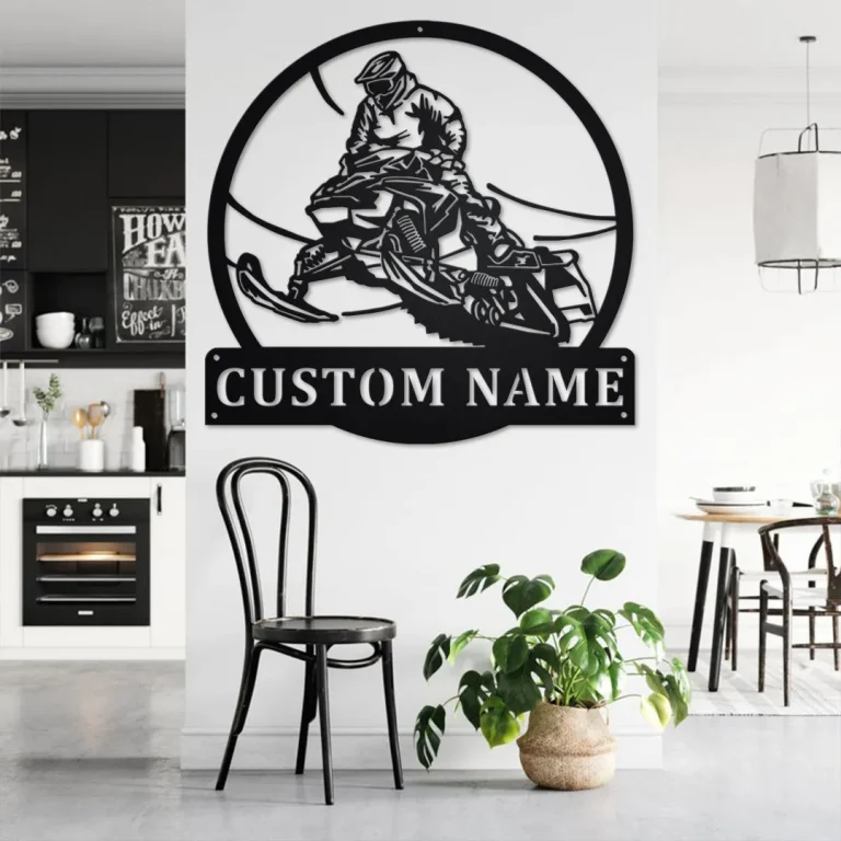 Custom Snowmobile Jump Metal Wall Art, Personalized Snowmobiler Name Sign Decoration For Room, Snowmobile Home Decor, Custom Snowmobile