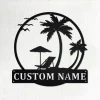 Custom Sunset Beach Metal Wall Art, Personalized Sunset Beach Name Sign Decoration For Room, Sunset Beach Home Decor, Custom Sunset Beach