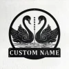 Custom Swan Couple Metal Wall Art, Personalized Swan Name Sign Decoration For Room,swan Home Decor, Custom Swan,swan Metal Decor,swan Couple