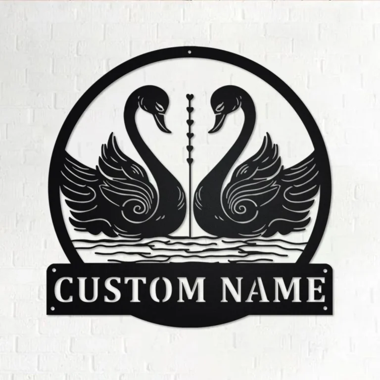 Custom Swan Couple Metal Wall Art, Personalized Swan Name Sign Decoration For Room,swan Home Decor, Custom Swan,swan Metal Decor,swan Couple