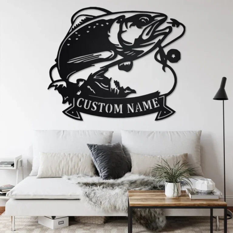 Custom Trout Fishing Metal Wall Art, Personalized Trout Fish Name Sign Decoration For Room, Trout Fishing Home Decor, Custom Trout Fish