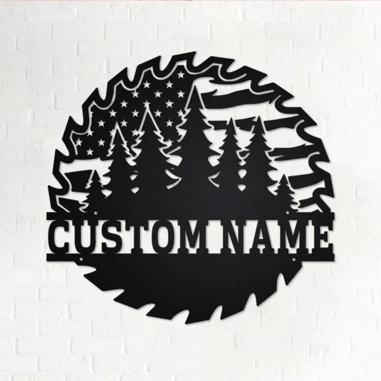 Custom Us Lumberjack Saw Blade Truck Metal Wall Art, Personalized Logger Name Sign Decoration For Room, Lumberjack Home Decor, Custom Logger