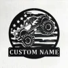 Custom Usa Monster Truck Metal Wall Art, Personalized Monster Truck Name Sign Decoration For Room, Monster Truck Home Decor, Monster Truck