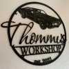 Personalized Workshop Name Sign Custom Garage Est Sign Gift For Dad Metal Wall Art Plaque Limousine Car Shop Man Cave Decor Birthday Gift