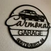 Personalized Metal Name Garage Sign Custom Location Address Wall Art Housewarming Name Plaque Man Cave Decor Dads Gift For Mechanic Workshop