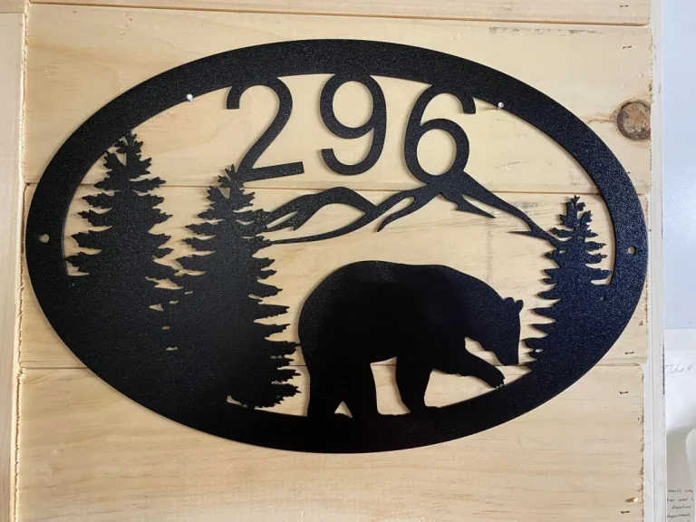 Custom Bear Address Sign - Metal Bear Address Plaque - Personalized Bear Address Sign - Custom Bear Sign - Bear Address Display - Cabin Sign