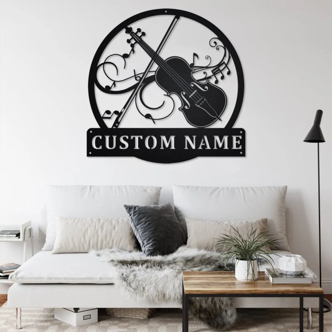 il_fullxfull.3607844735_2w06_0a226f95-f7e1-4b92-846a-885f5763e160.webp Custom Violin Musical Instrument Metal Wall Art, Personalized Violin Teacher Name Sign Decoration For Room, Violin Home Decor, Custom Violin