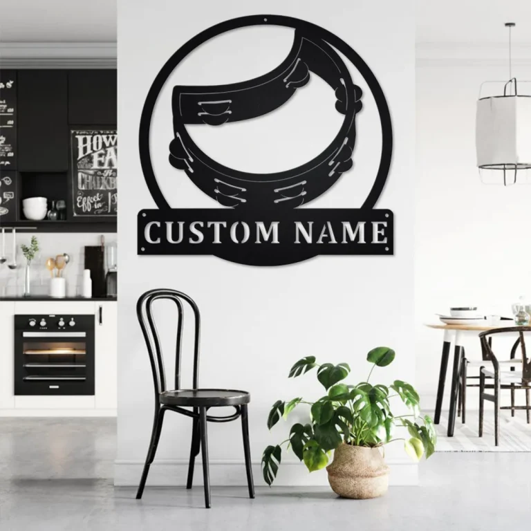 Custom Tambourine Musical Instrument Metal Wall Art, Personalized Tambourine Teacher Name Sign Decoration For Room, Tambourine Home Decor