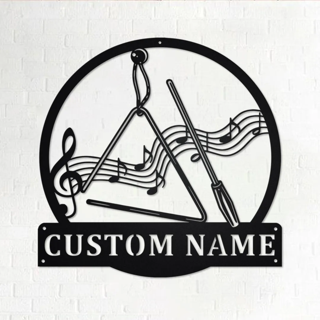 il_fullxfull.3607856585_321z.webp Custom Triangle Musical Instrument Metal Wall Art, Personalized Triangle Teacher Name Sign Decoration For Room, Triangle Home Decor,triangle