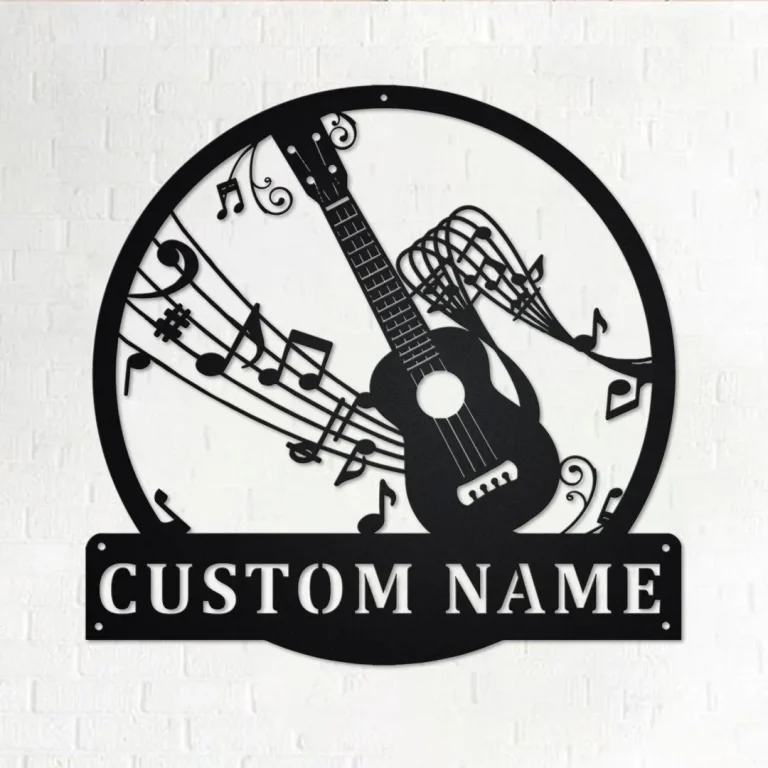 Custom Ukulele Musical Instrument Metal Wall Art, Personalized Ukulele Teacher Name Sign Decoration For Room, Ukulele Home Decor, Ukulele