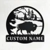 Custom American Bison Metal Wall Art, Personalized Bison Name Sign Decoration For Room, American Bison Home Decor, Custom American Bison