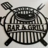 Personalized Bar & Grill Name Sign Metal Wall Art Custom Barbecue Plaque Outdoor Kitchen Decor Home Bar Hanging Sign Housewarming Gift Bbq