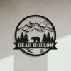 Bear Metal Sign, Bear Decor, Metal Bear Sign, Bear In Woods Cabin Sign, Family Name Black Bear Sign, Personalized Bear Sign, Metal Wall Art