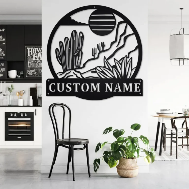 Custom Desert Cactus Metal Wall Art, Personalized Cactus Name Sign Decoration For Room, Cactus Home Decor, Custom Cactus, Desert Cactus