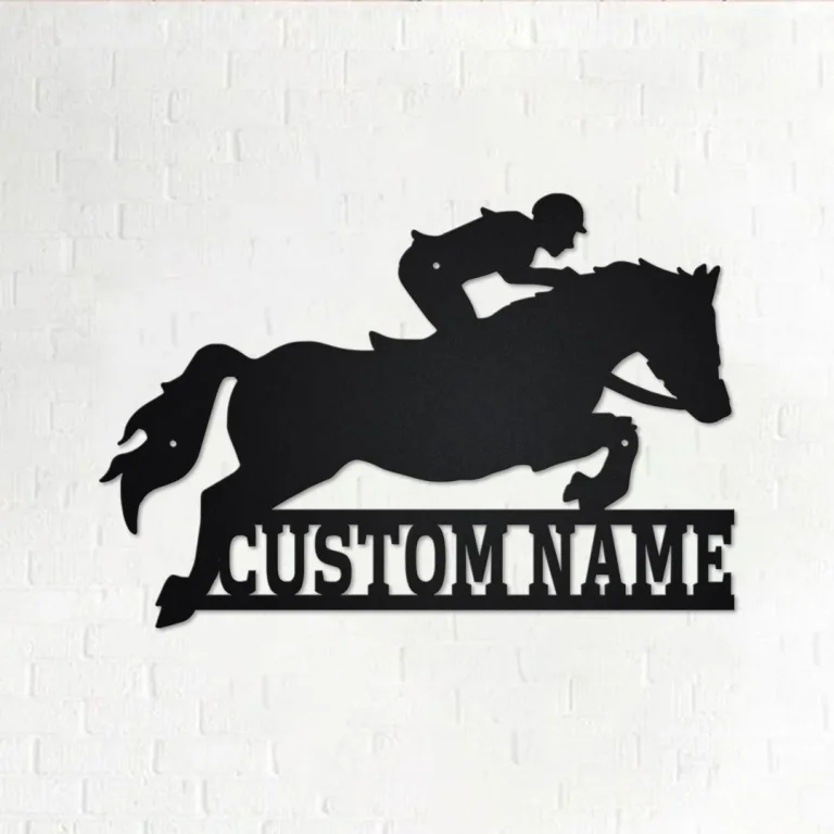 Custom Equestrian Show Jumping Metal Wall Art, Personalized Horse Jumping Name Sign Decoration For Room,horse Jumping Home Decor,horse Lover