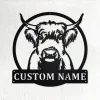 Custom Highland Cow Metal Wall Art, Personalized Highland Cow Name Sign Decoration For Room, Highland Cow Home Decor, Custom Highland Cow