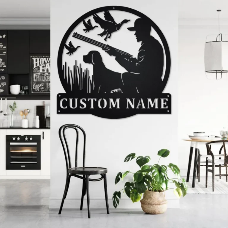 Custom Hunting Dog Metal Wall Art, Personalized Dog Hunter Name Sign Decoration For Room, Hunting Dog Home Decor, Custom Hunting Dog