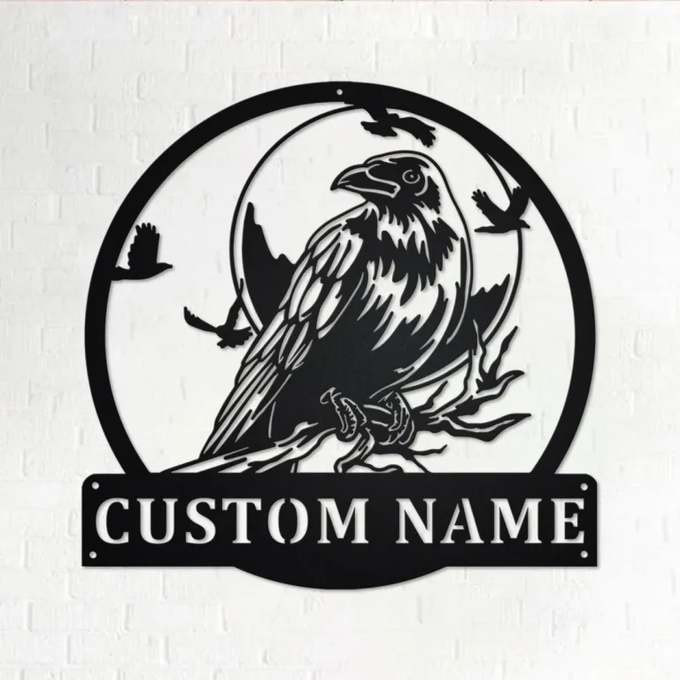 Custom Raven Bird Metal Wall Art, Personalized Raven Name Sign Decoration For Room, Raven Home Decor, Custom Raven,raven Metal Decor, Raven