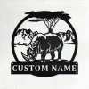Custom Rhinoceros Metal Wall Art, Personalized Rhinoceros Name Sign Decoration For Room, Rhinoceros Home Decor, Custom Rhinoceros