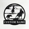 Custom Team Roper Cowboy Horse Metal Wall Art, Personalized Team Roper Name Sign Decoration For Room, Team Ropers Home Decor, Team Roper