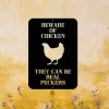 Beware Of Chicken - Chicken Sign - Farm Metal Sign - Custom Metal Chicken Coop Signs - Metal Sign Farm - Family Name Sign - Personalized