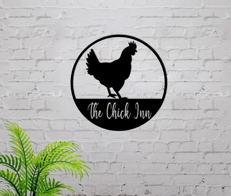 The Chick Inn Metal Sign - Round Coop Metal Sign - Hen Coop Metal Decor - Personalized Chicken Farm Sign - Outdoor Decor - Poultry Farm Sign